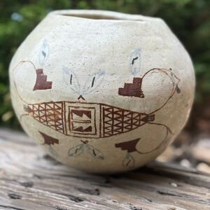 Handcrafted Cream and Brown Clay Piece